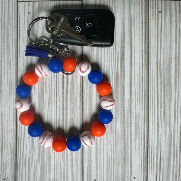 Baseball Orange and Blue Silicone Wristlet - Picture 3 of 3